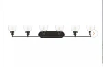 Home Decorators 58.5 In Evelyn 6 Light Matte Black Vanity With Clear Glass. Fixed Price $99.98.