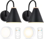 Battery Operated Black Faux-wood Industrial Wall Sconce Set Of Two,. Fixed Price $42.15.