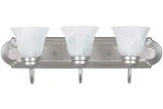Sunset Lighting 3-VANITY W/ Faux Alabaster Glass, Satin Nickel Finish F3563-53. Fixed Price $15.99.