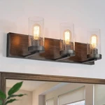 Lnc Farmhouse 3-LIGHT Bathroom Vanity Wood Wall Sconce 22. Fixed Price $35.00.