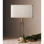 Uttermost 26583-1 Caecilia Amber Glass Brushed Brass Champagne Shade Table Lamp. Fixed Price $504.00.