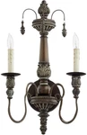 Transitional Copper Two-light Wall Mount From Salento Collection By Quorum. Fixed Price $429.99.