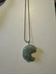 Light Green Crescent Moon Pendant Necklace Wrapped Silver Wire 22 Inch Chain. Fixed Price $6.00.