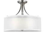 Generation Lighting Elmwood Park 19 3-LIGHT Brushed Nickel Glass Drum. Fixed Price $200.00.