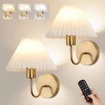 Wireless Wall Sconce Set Of 2 Rechargeable Battery Operated Led Pleated Shade. Fixed Price $84.16.