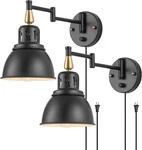 Dimmable Plug-in Wall Sconces With Swing Arm & 6FT Cord 2 Pack. Fixed Price $79.99.