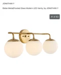 Jonathan JYL3536A Midcentury 3-LIGHT Globe Vanity Light, 25" Brass Gold Wall. Fixed Price $75.00.