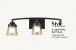 Style Selections 3-LIGHT Vanity Bar Fixture Black Finish (brand New). Fixed Price $64.99.