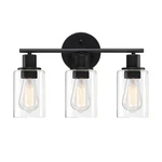 Pia Ricco 17 In. 3-LIGHT Vanity Wall Sconces With Clear Shade, Matte Black. Fixed Price $32.95.