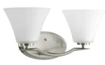 Progress Lighting P2005-09 Bravo 17" Bath 2-LIGHT W Etched Glass Brushed Nickel. Fixed Price $60.55.