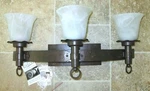 Kalco Americana Hand Forged Iron 3 Light Vanity Bath Fixture Bronze. Fixed Price $125.00.