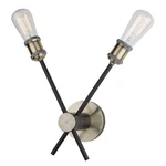 Artcraft Tribeca 2 14" Wall Light, Matte Black & Satin Brass - AC10781BK. Fixed Price $133.00.