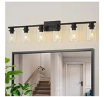 Deyidn 42.7IN 6-LIGHT Black Industrial Vanity Clear Glass Shades No Bulbs. Fixed Price $79.92.
