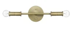 2-LIGHT 15" W X 4" Mid Century Modern Antique Brass Bath Vanity Sconce. Fixed Price $63.00.