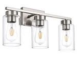 A1A9 NF-22415 3 E26 Bulb Clear Glass Small Bathroom Vanity Light Brushed Nickel. Fixed Price $37.59.