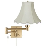 Barnes And Ivy Alta Gold Plug-in Swing Arm Wall Lamp With Creme Shade. Fixed Price $153.99.
