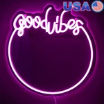 Usb Powered Neon Light Wall Mirror Dorm Room Decoration Good Vibes Sign. Fixed Price $36.77.