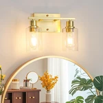 Emong Gold Bathroom Fixtures, 2-LIGHTS Brushed Brass Vanity With .... Fixed Price $90.16.