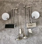 Vintage Walter Von Nessen Nickel Brass Adjustable Wall Lamps Pair 41-1/4" Nwt. Fixed Price $1499.99.