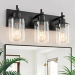 Lanhall 3 Light Black Bathroom Fixture Over Mirror Modern Farmhouse. Fixed Price $51.99.