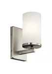 Kichler Crosby 1-LIGHT Brushed Nickel Wall Sconce Satin Etched Opal Glass. Fixed Price $45.90.
