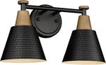 Modern Black 2-LIGHT Bathroom Vanity With Hammered Metal Shade. Fixed Price $99.99.