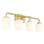 Brighten Your Morning Routine - 4 Light Brushed Gold Vanity Mirror Fixture. Fixed Price $179.99.