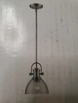 New Hampton Bay Pendant Lights 1-LIGHT Brushed Nickel Seeded Glass Shade B106. Fixed Price $39.98.