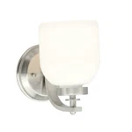 New!! Hampton 1-LIGHT Brushed Nickel Wall Sconce With Frosted Opal Glass Shade. Fixed Price $27.00.