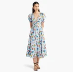 Nwt Hill House Sabrina Light Blue Space Floral V-neck Cotton Midi Dress Xl. Fixed Price $127.49.