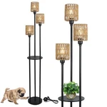 Stepeak Boho Floor Lamp With Shelves, 3-LIGHTS 10.2" X 66.1", Black. Fixed Price $113.03.