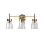 Manor Brook Bea (a.k.a. Dunlap) 3-LIGHT Antique Brass Vanity W/clear Glass. Fixed Price $29.95.