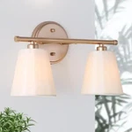 Uolfin A04324 2-LIGHT 14.6 Gold Wall Sconce Vanity With Fabric Shades. Fixed Price $69.99.