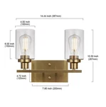 Melucee 2 Light Wall Sconce Brushed Brass Fixture W/clear Glass Shade New. Fixed Price $45.12.