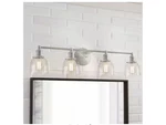 Evelyn 37.5 In. 4-LIGHT Brushed Nickel Industrial Vanity With Clear Glass Shades. Fixed Price $65.00.
