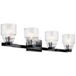 Kichler Vionnet 33.5" 4 Light Vanity Clear Glass, Black - 55013BK. Fixed Price $309.99.