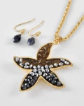 Coastal Boutique Gold Crystal Starfish Pendant Necklace & Earrings Set Nwt New. Fixed Price $15.99.