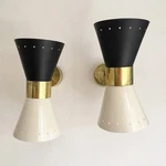 1950'S Handmade Italian Stilnovo Brass Wall Sconce Diablo Light Vanity Lamp. Fixed Price $137.00.