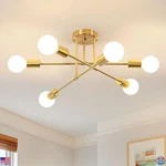 Modern 6-LIGHT Gold Sputnik Chandelier Semi Flush Mount Ceiling Fixture. Fixed Price $50.32.
