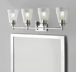 New Hampton Bay Wakefield 31" In. 4-LIGHT Brushed Nickel Modern Vanity. Fixed Price $33.00.