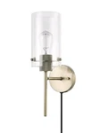 Globe Electric Johnson 1-LIGHT Antique Brass Plug-in Or Hardwire Wall Sconce. Fixed Price $44.00.