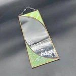 Vintage Green Slag Glass Mirror Wall Hanging Etched Floral 1970S Rectangle Retro. Fixed Price $36.92.