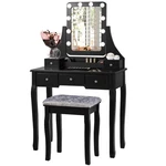 Charmaid Led Vanity Desk With Lighted Mirror, 10 Dimming Bulbs, 5 Drawers, 3 .... Fixed Price $231.67.