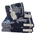 Caro Home Coastal 4PC Sea Turtles Blue Cotton Towel Set 2BATH 2HAND Reversible. Fixed Price $107.10.