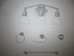 Pia Ricco 3-LIGHT Brushed Nickel Vanity With Bathroom Set. Fixed Price $47.45.
