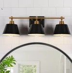 Laluz Modern Farmhouse 3-LIGHT Bathroom Vanity Lights Scones Upgraded Brass. Fixed Price $124.99.