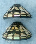 Vtg Stained Glass Wall Sconce Light Lamp Fixture Tiffany Style Hard Wire Mount. Fixed Price $98.97.
