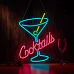Cocktails Bar Neon For Wall Cor Beer Cocktil Signs With Dim. Fixed Price $46.50.