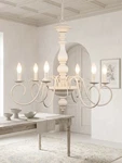 Classic Chandelier In Wood Wrought Iron Antique Ivory Lights Esse 755/6. Fixed Price $763.52.