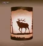 Rustic Elk Wall Sconce Frosted Amber Glass & Burnished Bronze Metal Light. Fixed Price $158.00.